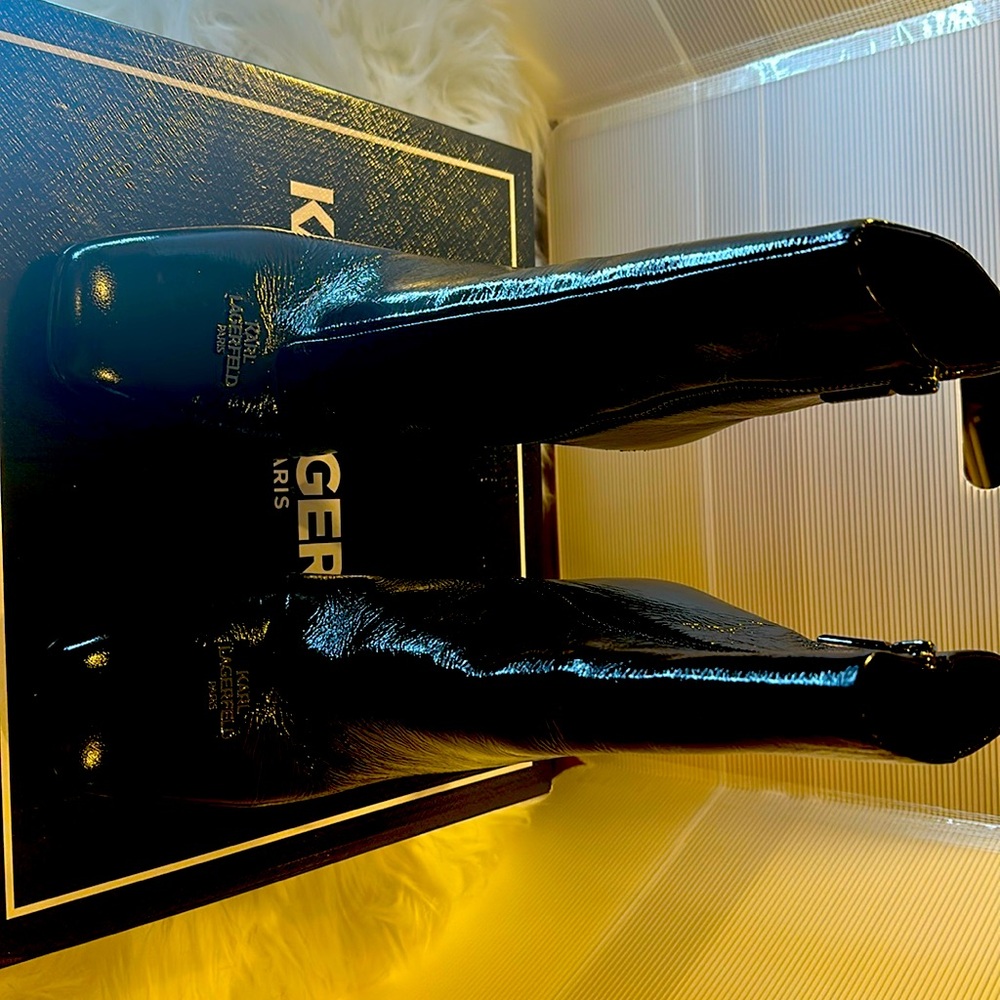 New Karl Lagerfeld black heel booties.